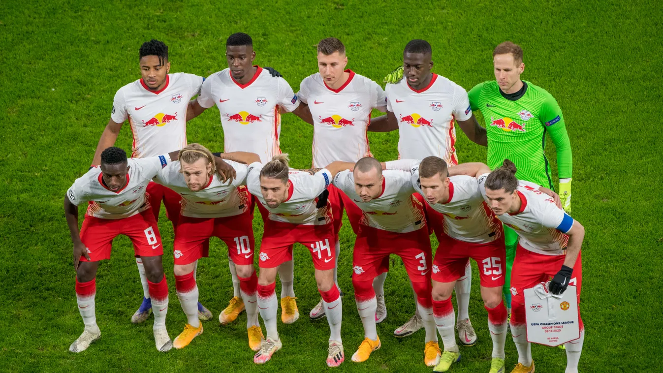 Soccer Champions League / RB Leipzig - Manchester United FC 3: 2. Leipziger Red Bull sport sports jersey professional footballer GAME England GROUP PICTURE database team photo 21.20 men ball sports Manchester CL United UEFA 2020 2021 group stage SOCCER PL