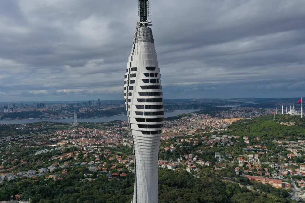 Camlica TVtorony Isztambul Törökország kilátó  Camlica TV-Radio Tower in Istanbul 2021,Camlica Tower,Camlica TV-Radio Tower,drone,Istanbul,Septemb Horizontal 