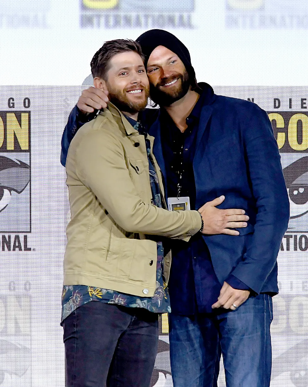2019 Comic-Con International - "Supernatural" Special Video Presentation And Q&A GettyImageRank1 VIDEO International People VERTICAL THREE QUARTER LENGTH Talking USA California San Diego Presentation - Speech Two People Photography Jared Padalecki Arts Cu