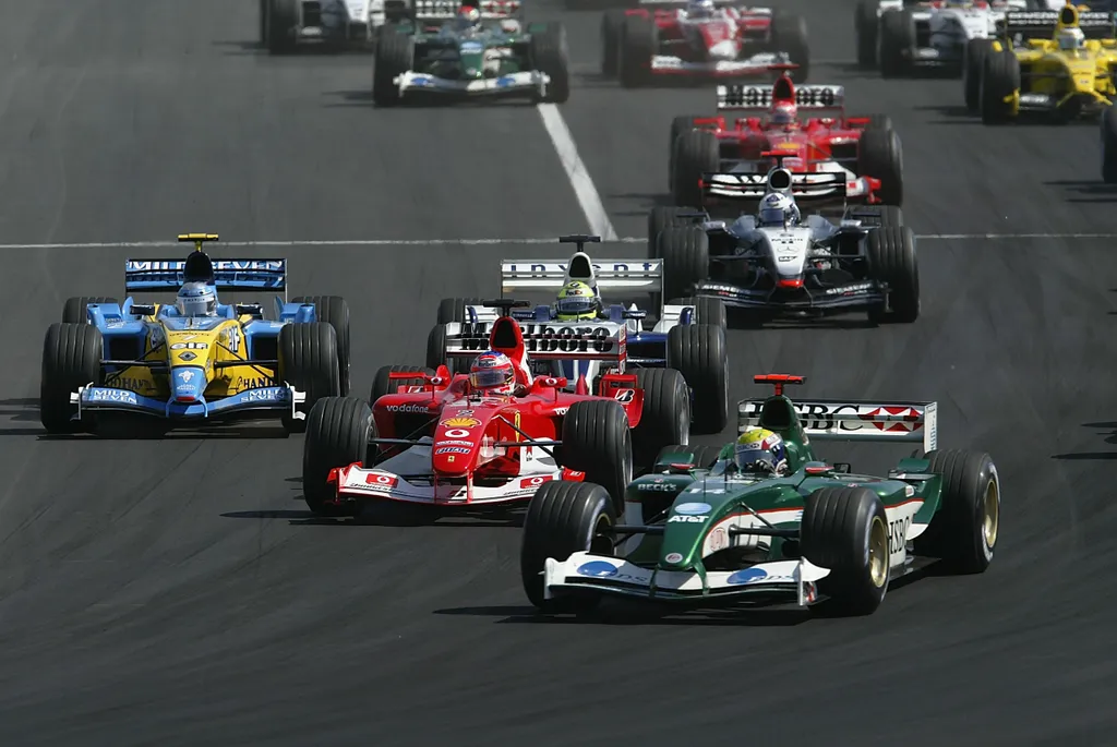 Forma-1, Mark Webber, Jaguar Racing, Rubens Barrichello, Scuderia Ferrari, Jarno Trulli, Renault F1 Team, Magyar Nagydíj 2003 