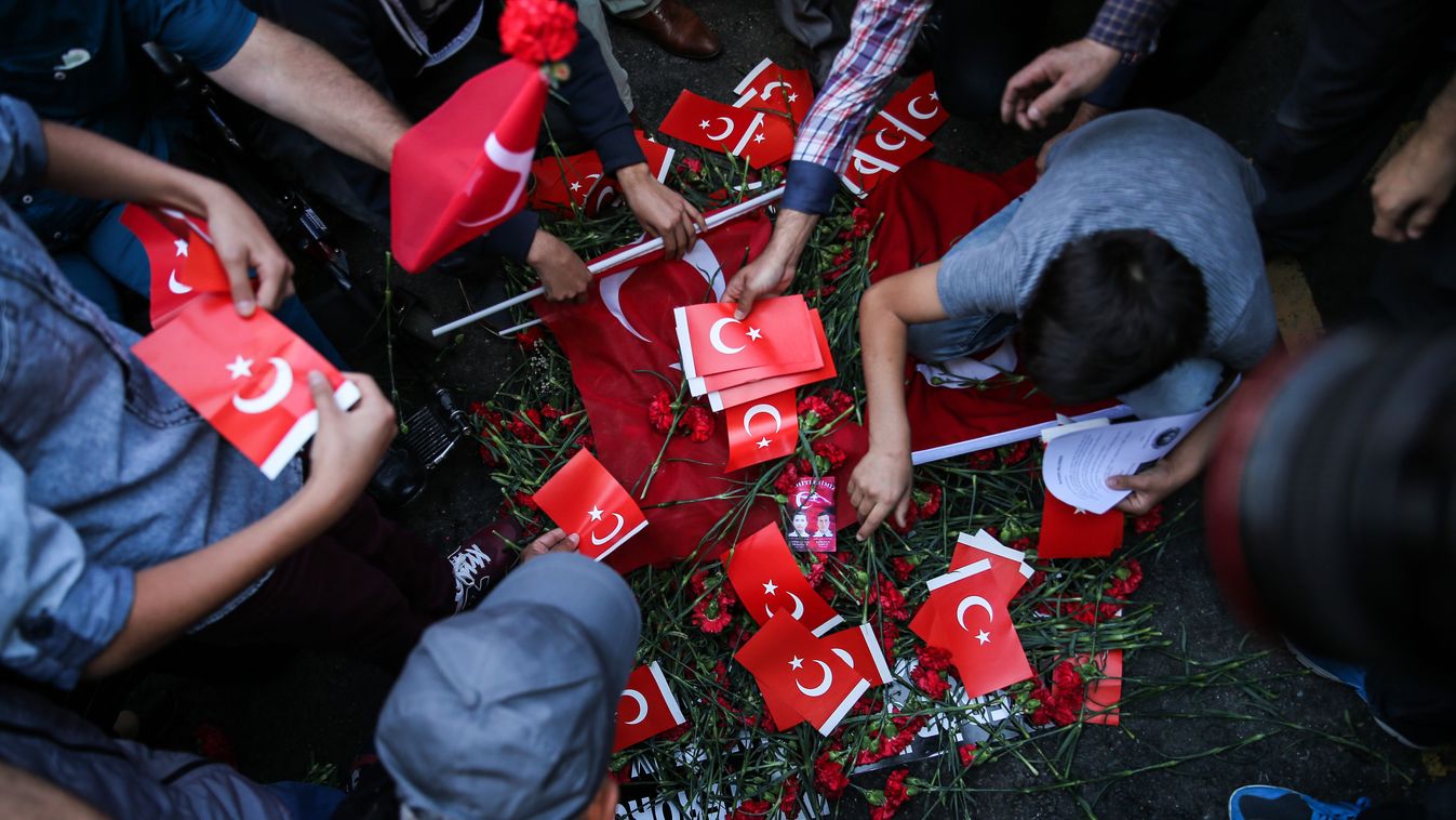 Carnations left for Istanbul terror attack victims TURKEY 2016 Istanbul victims carnations Istanbul terror attack beyazit Vezneciler SQUARE FORMAT 