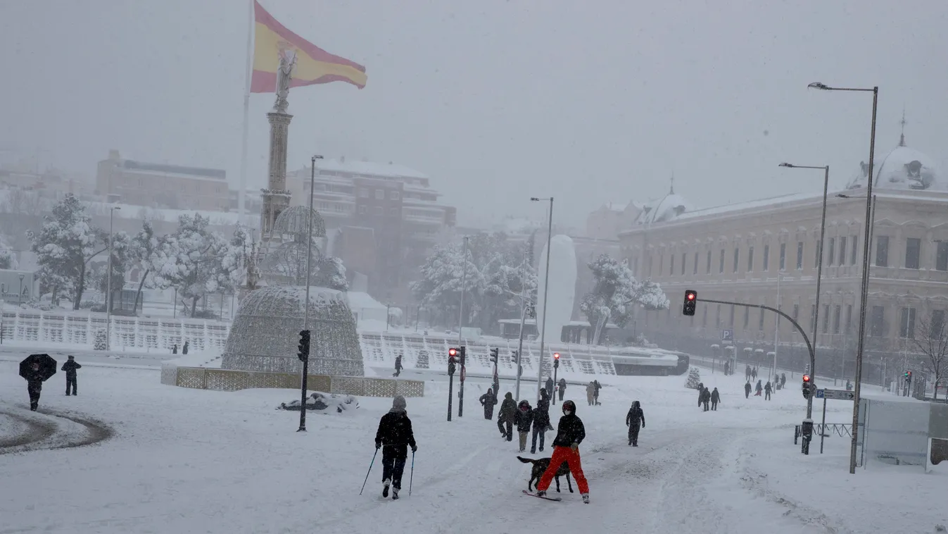 Madrid, Spanyolország, havazás, hó január, KOLUMBUSZ Kristóf 