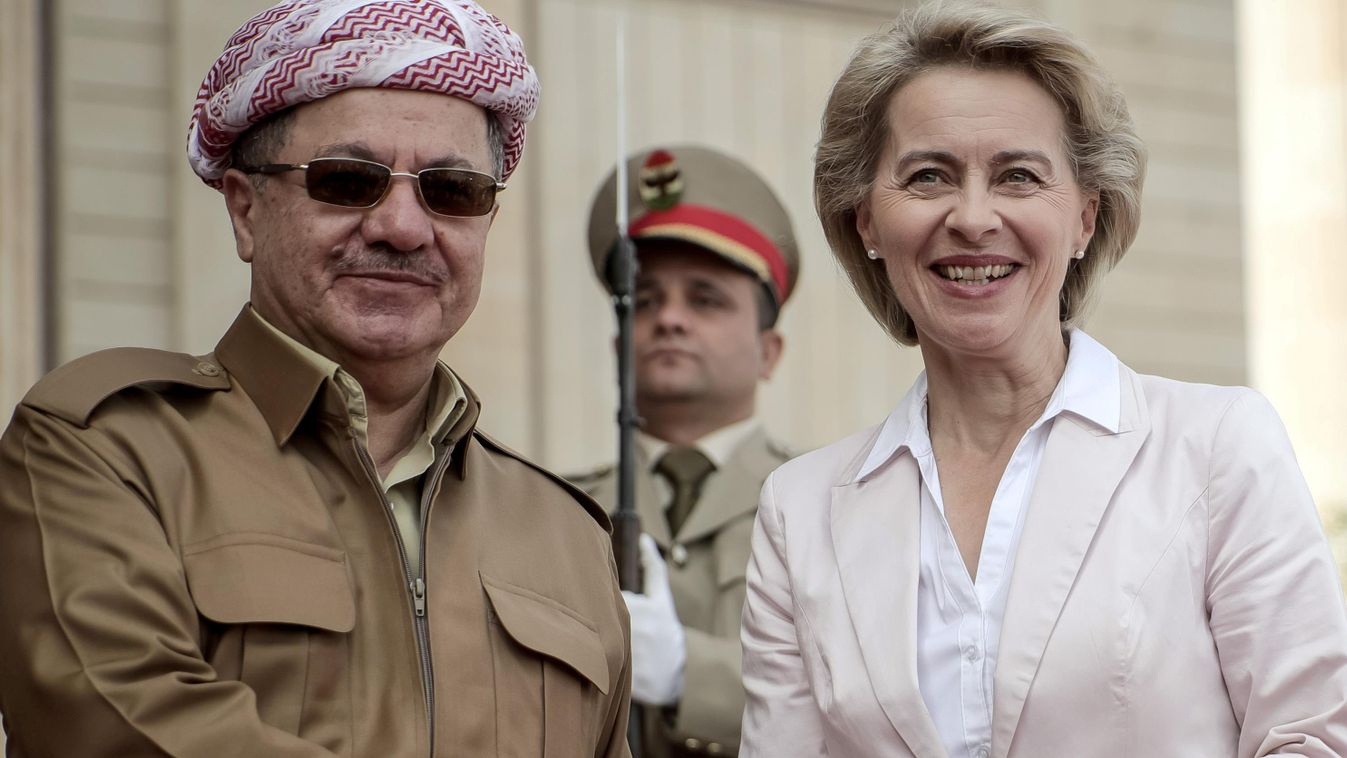 defence military Barzani Barsani German Minister of Defence Ursula von der Leyen (CDU, R) is received by the President of the region of Kurdistan in Northern Iraq, Masoud Barzani, in Erbil, Iraq, 23 September 2016. Von der Leyen is on an official visit to