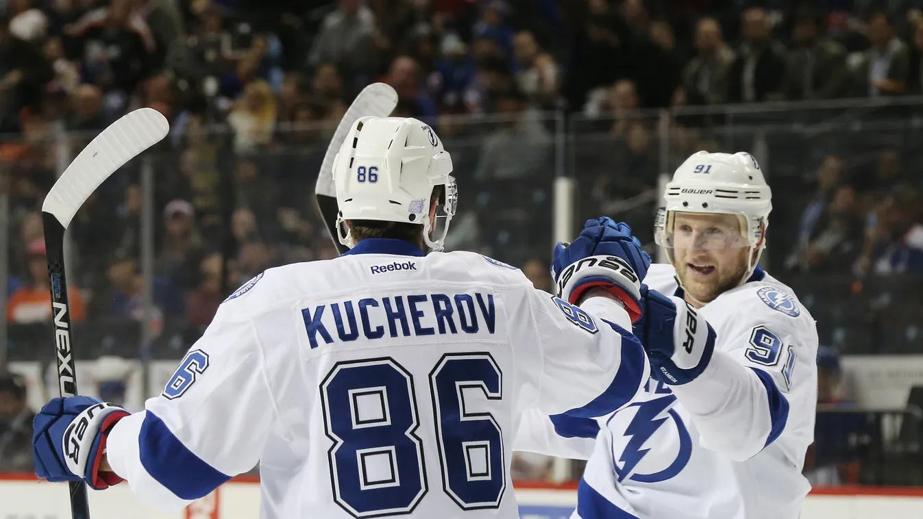 Tampa Bay Lightning v New York Islanders GettyImageRank2 SPORT HORIZONTAL Waist Up ICE HOCKEY USA New York City Winter Sport Brooklyn - New York Congratulating Photography Tampa Bay Lightning National Hockey League New York Islanders powerplay Hockey Stev