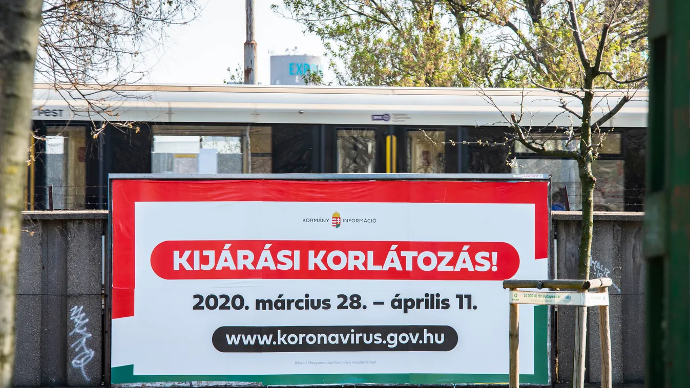 Koronavírus, vírus, Budapest, Zugló kijárási korlátozás, figyelmeztetés, plakát 