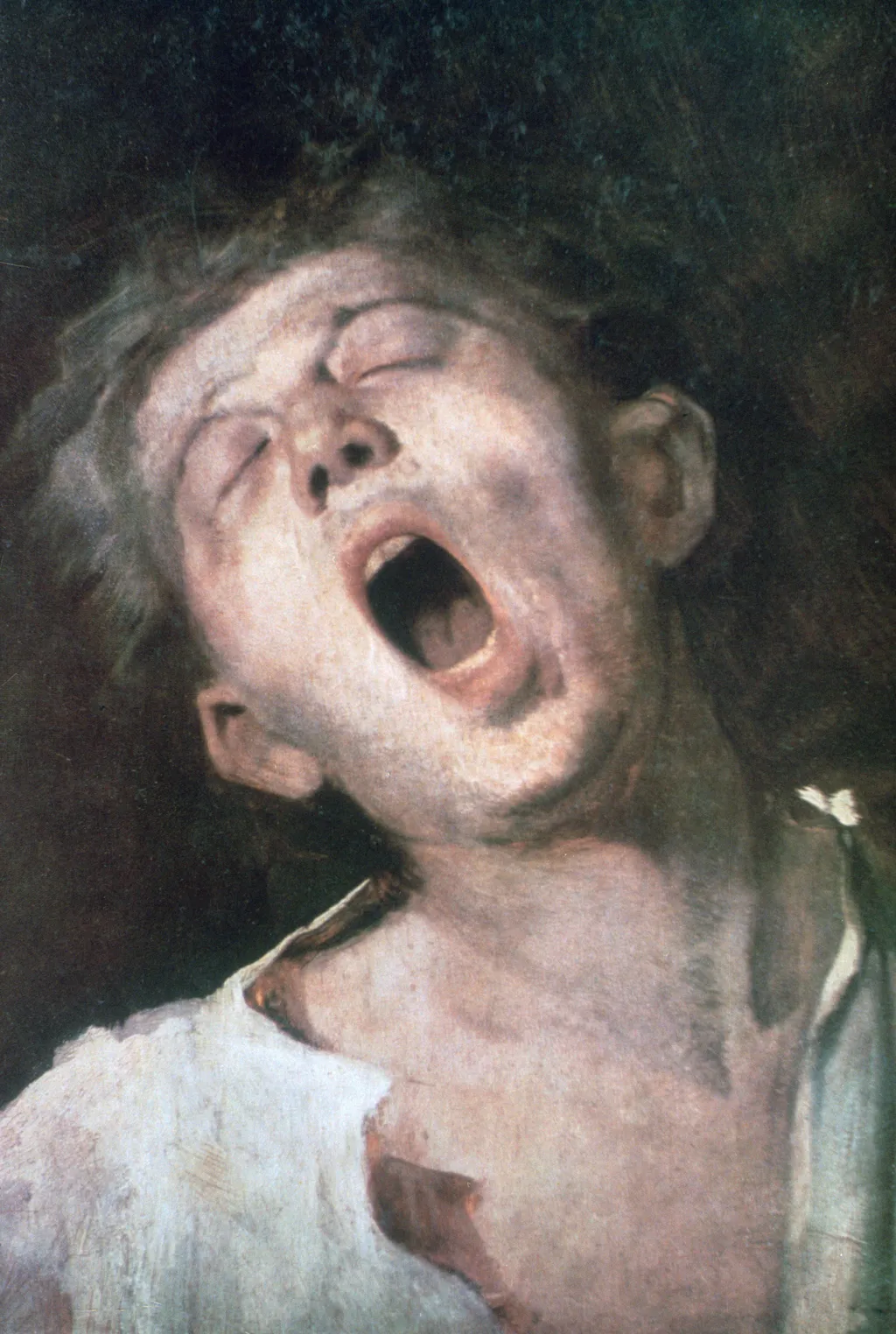 A Top 10 nem élő magyar művész rangsora a 2021 első felére vonatkozó aukciós eredményeik alapján,Munkácsy, 'Yawning Apprentice' Mihály Munkácsy 19th century 1860s Close up Young Yawning Sleepy Waking up Wake up Open mouth 