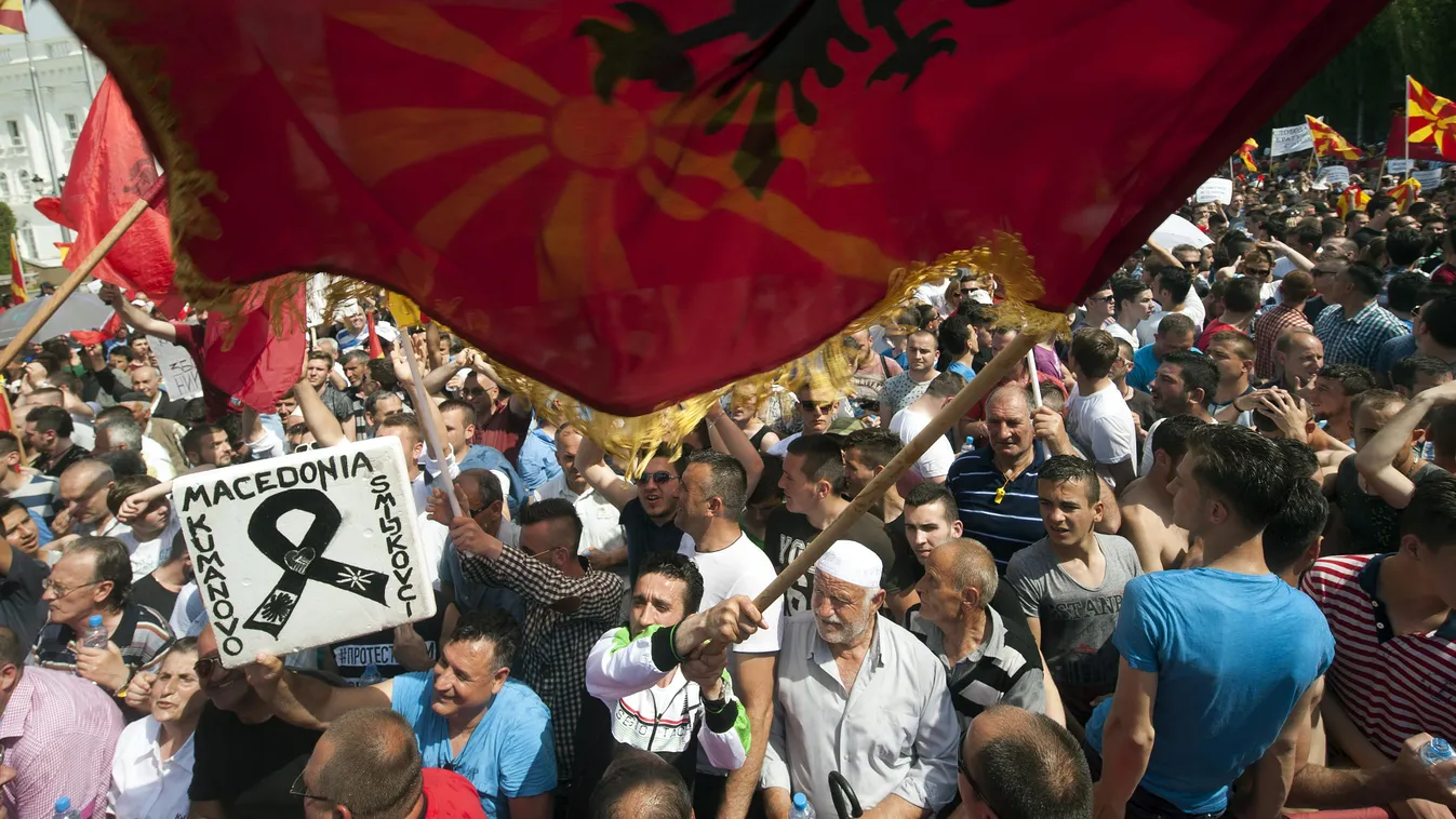 Szkopje, tüntetés 