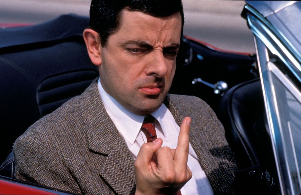 Bean (1997) UK Cinéma fuck the finger grimace convertible vulgar Horizontal MAN CAR 