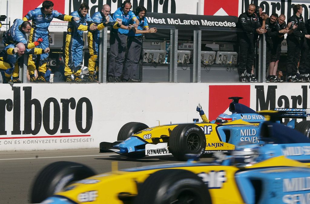 Forma-1, Fernando Alonso, Jarno Trulli, Renault F1 Team, Magyar Nagydíj 2003 