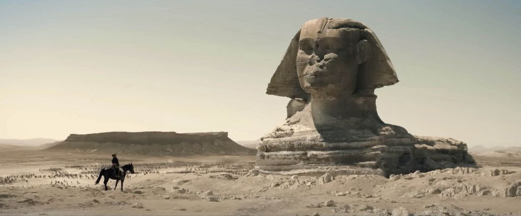 NAPOLEON (2023) movie cinema filmstill film still biopic biographie historique Napoleon Bonaparte egypte egypt Sphinx de Gizeh Great Sphinx of Giza panoramic FILM BIOGRAPHY HISTORY 