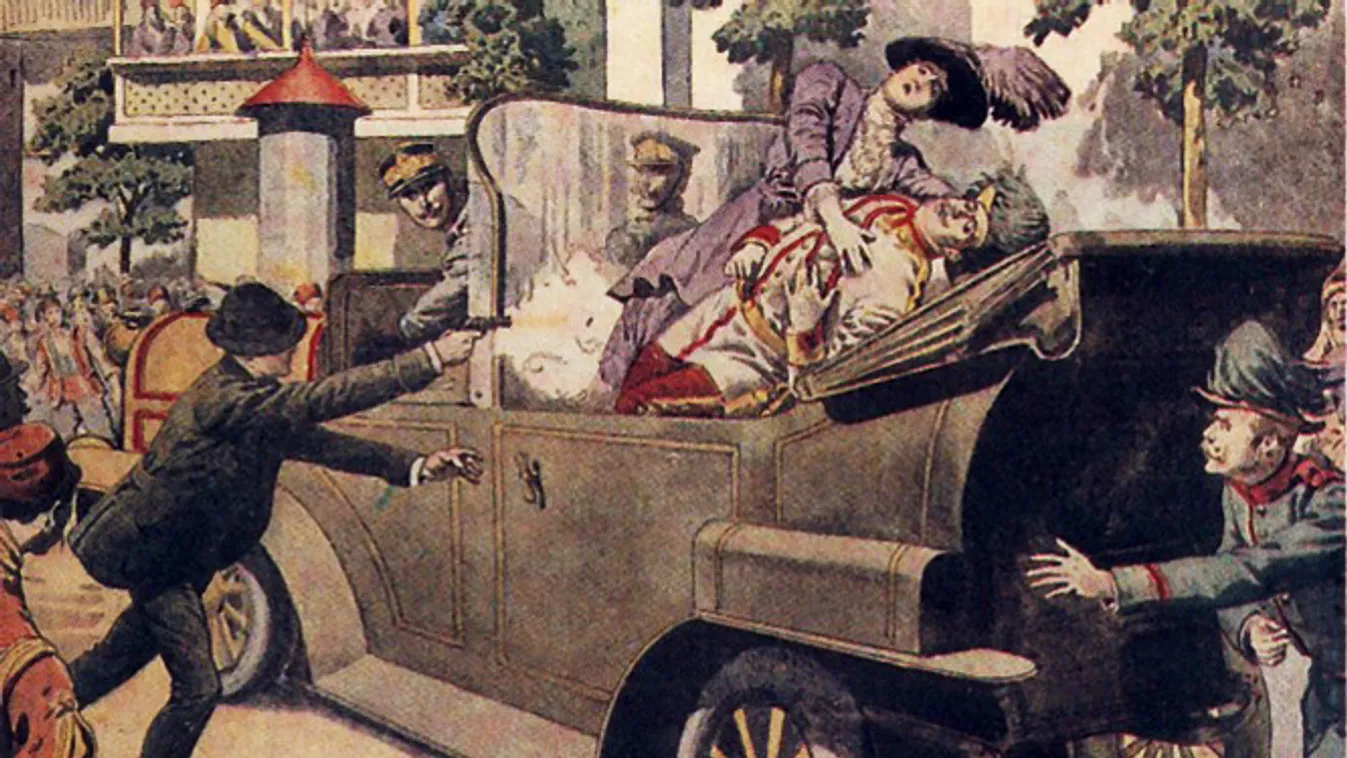Gavrilo Princip, szarajevói merénylet, korabeli rajz a merényletről 