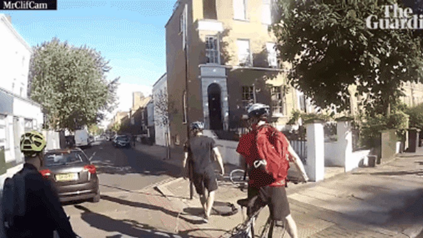 Angry motorist repeatedly drives at cyclists in London 