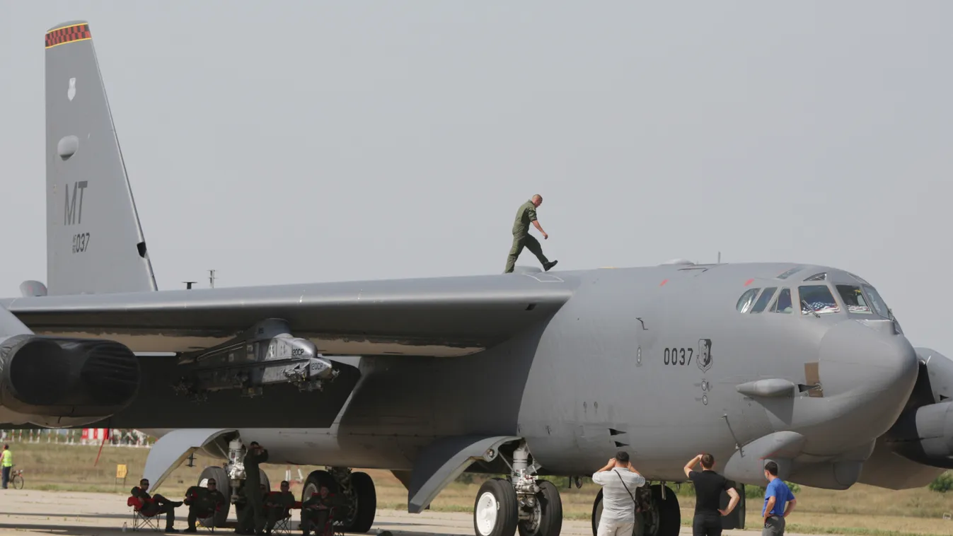 B 52 bomber arrives for MAKS 2011 air show pilot airplane mechanic HORIZONTAL 