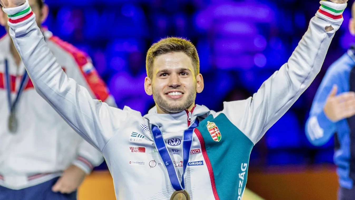 Vívó vb 2019 Budapest vívás világbajnokság döntő párbajtőrvilágbajnok Siklósi Gergely
aranyérem átadás 