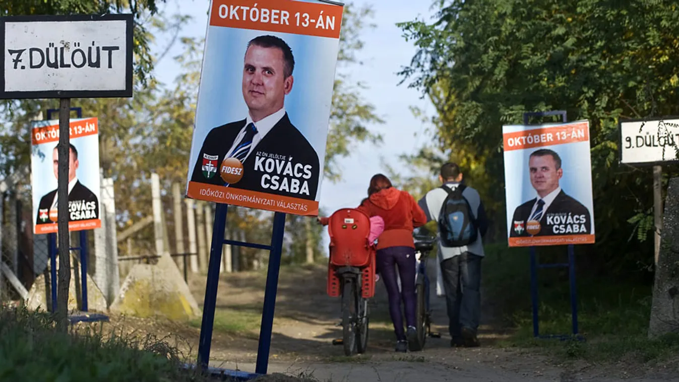 Abszurd kampány baján, Kovács Csaba, a Fidesz támogatásával induló önkormányzati képviselőjelölt választási plakátjai