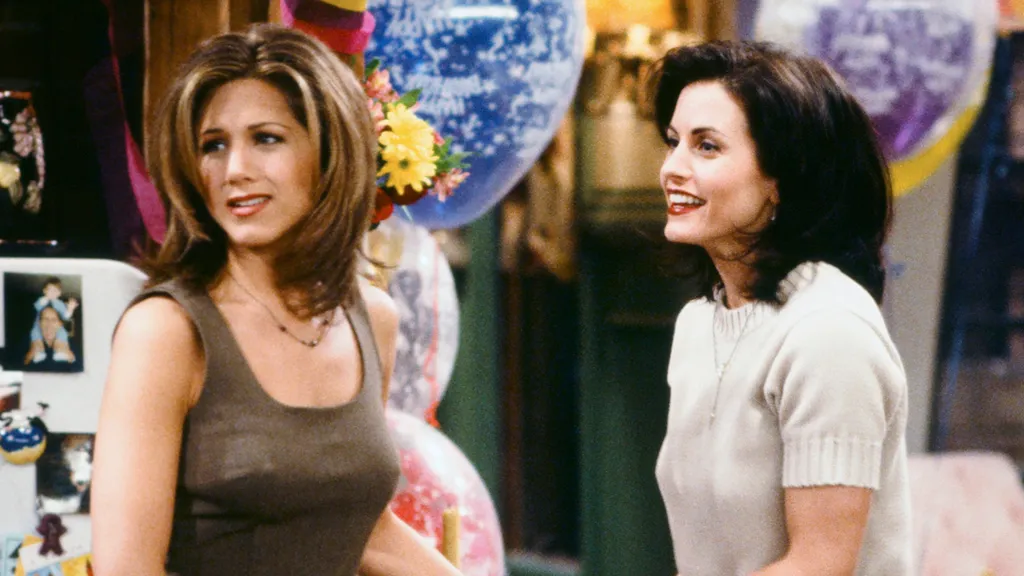 Friends - Season 1 1990s 1990-1999 1995 5/18/15 5/18/1995 Actor Actress Air date Color Image Comedy double two people Episodic Monica's Rachel's Apartment NBCU Photo Bank NUP_000516 Season 1 Select Sitcom Vertical FRIENDS -- "The One Where Rachel Finds Ou
