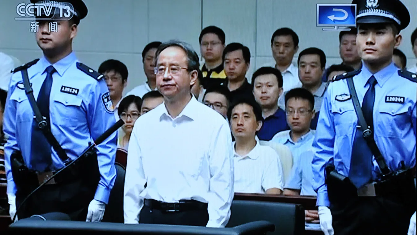 China Chinese Tianjin Ling Jihua trial official SQUARE FORMAT This TV grab shows LingJihua, center, former minister of the United Front Work Department of the CPC (Communist Party of China) Central Committee and former deputy chairman of the 12th National