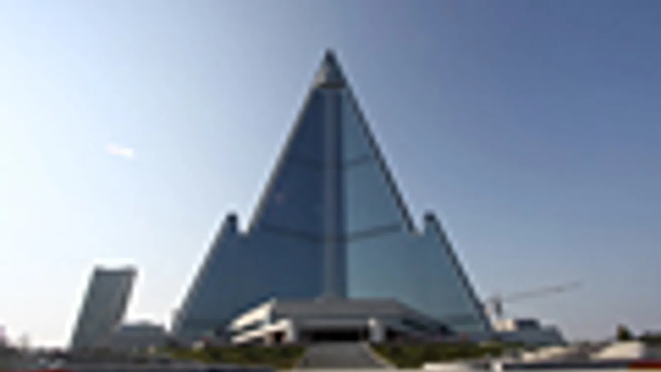 Észak-Korea, luxusszálló, hotel, piramis, Phenjan, Ryugyong hotel