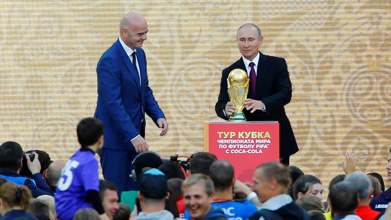 Germany vs France: FIBA Eurobasket 2017 Russia 2018 FIFA World Cup Moscow CEREMONY Vladimir Putin Gianni Infantino Russian president Luzhniki Stadium FIFA President trophy tour 