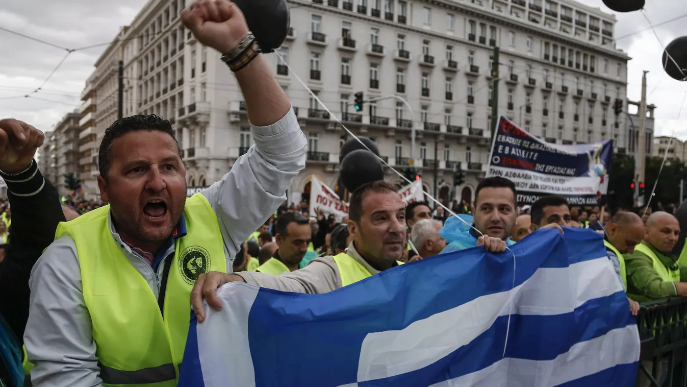 görögország athén sztájk  a görög kormány újabb tervezett megszorító intézkedése parlament köz- és a magánszféra dolgozó 24 órás országos általános sztrájk 