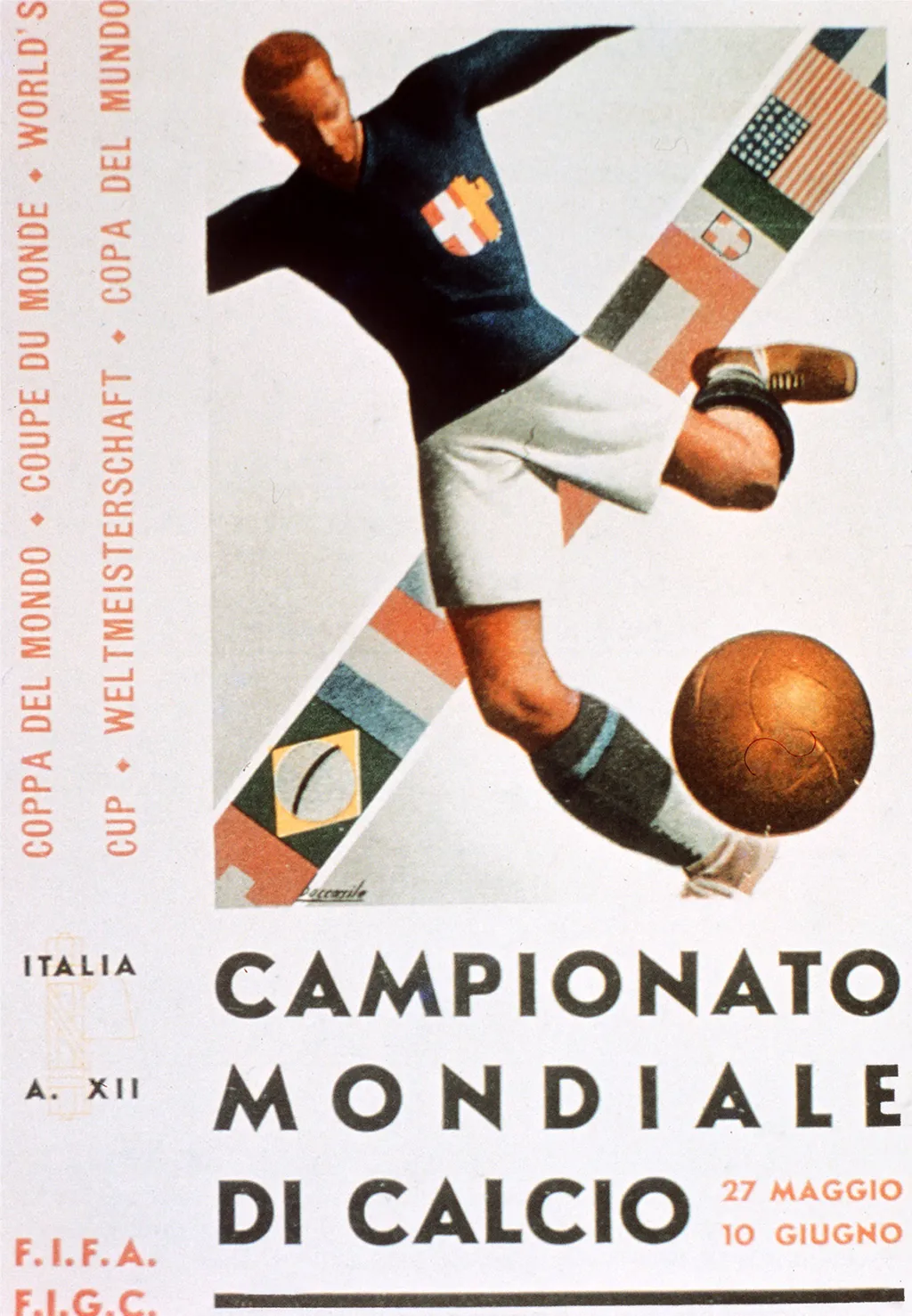 Labdarúgó-világbajnokság, labdarúgóvébé, futballvébé, labdarúgás, hivatalos plakát, poszter, 1934, Olaszország 