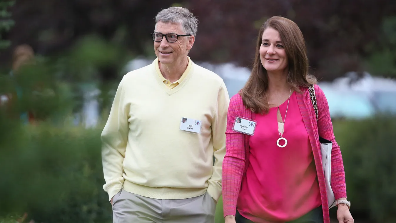 Horizontal CELEBRITY WIFE (FILES) In this file photo taken on July 11, 2015 Billionaire Bill Gates, chairman and founder of Microsoft Corp., and his wife Melinda attend the Allen & Company Sun Valley Conference in Sun Valley, Idaho. - Bill Gates, the Micr