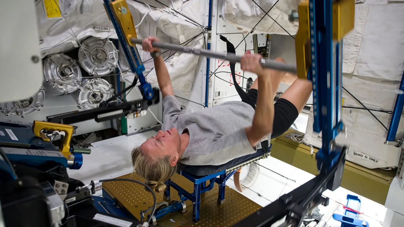 ISS, nemzetközi űrállomás, élet az űrállomáson, Karen Nyberg edz 