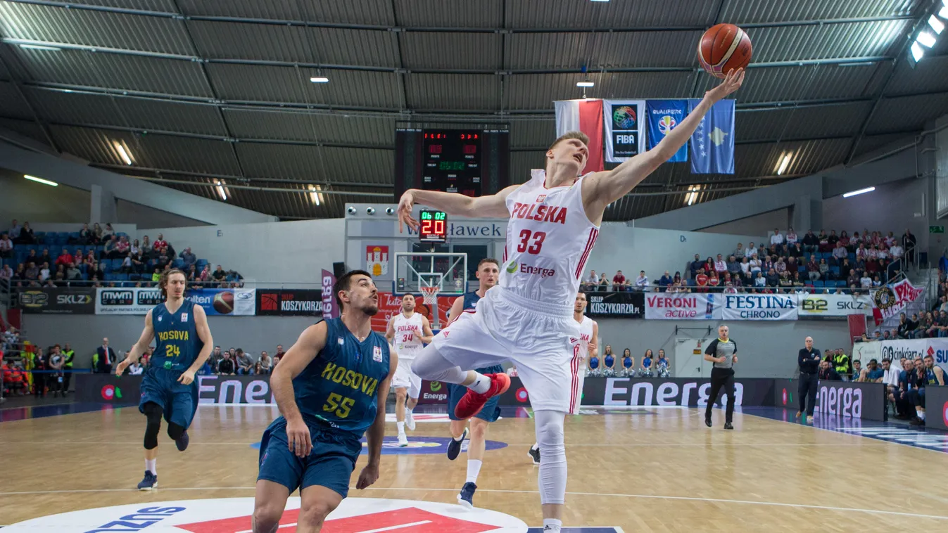 Poland v Kosovo - FIBA Basketball World Cup 2019 qualifier Poland SPORT EVENT action Poland v Kosovo FIBA BASKETBALL WORLD CUP 2019 qualifier Leonard Mekaj Karol Gruszecki 