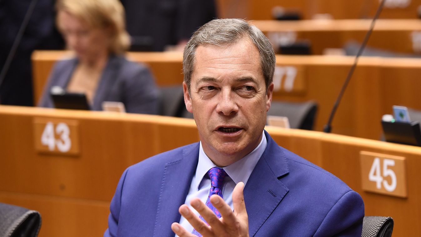 parliament Horizontal British Euroskeptic EU parliament member Nigel Farage takes part in a planery session at the European Parliament on the situation in Hungary, in Brussels on Avril 26, 2017.
 The EU parliament heard Orban on rights record and a series