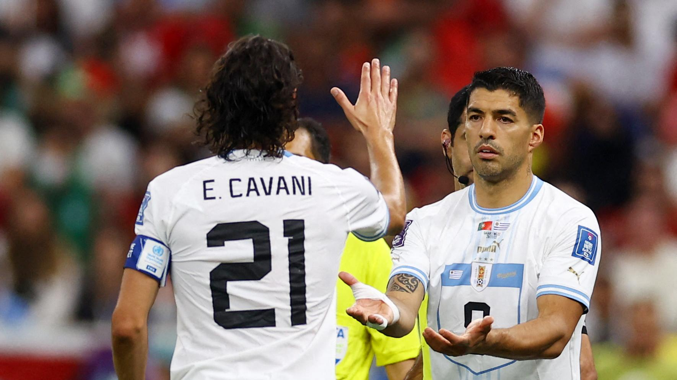Luis Suarez substitutes for Edinson Cavani at the Group H 2nd round Portugal vs Uruguay in the 2022 Qatar World Cup Luis Suarez Edinson Cavani 2022 Qatar World Cup Portugal vs Uruguay Horizontal 