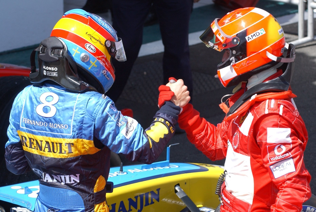 Forma-1, Fernando Alonso, Michael Schumacher, Renault, Scuderia Ferrari, Francia Nagydíj 2004 