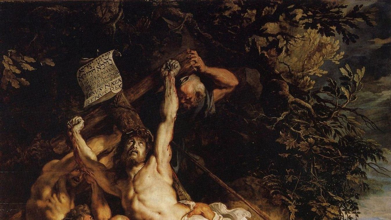 A kereszt felállítása - Rubens-rajz 