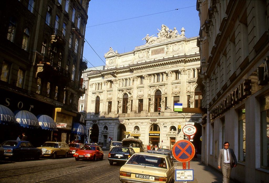 Bécs 1980 galéria Bécsi városkép: Gredlerstrasse és Taborstrasse sarok May 1988 