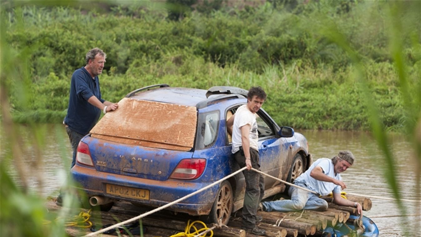 Top Gear Series 19 Top Gear Africa Special Part 2 (Episode 7)
Picture Shows: James May, Jeremy Clarkson and Richard Hammond attempt to cross the river with Richards Subaru Impreza WRX estate 