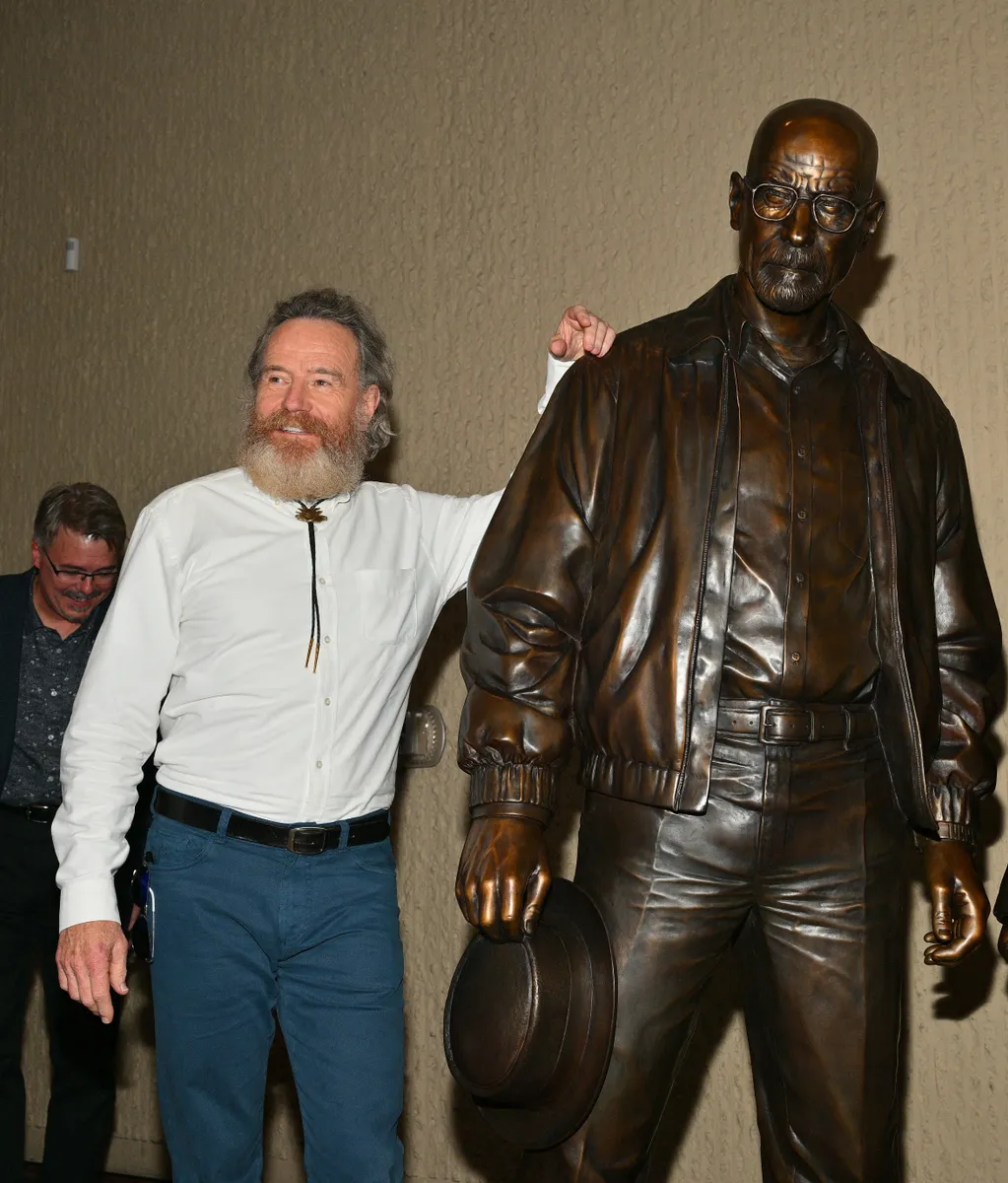 Sony Pictures Television Hosts "Breaking Bad" Statues Unveiling Featuring Bryan Cranston And Aaron Paul GettyImageRank1 Color Image arts culture and entertainment celebrities bestof topix Square Vertical 