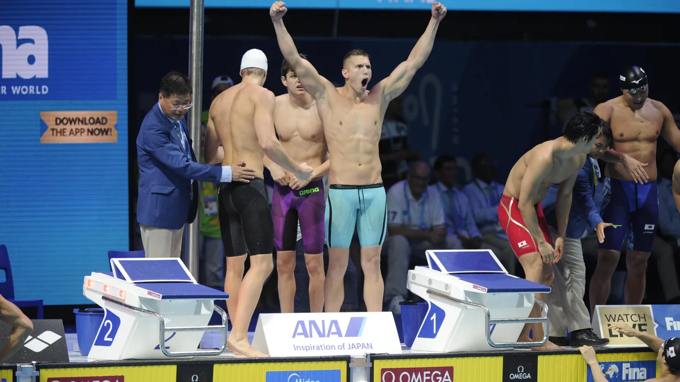 Úszás Vizes vb, FINA2017, férfi 4x100 gyorsváltó, Kozma Dominik, Németh Nándor, Holoda Péter, Bohus Richárd 