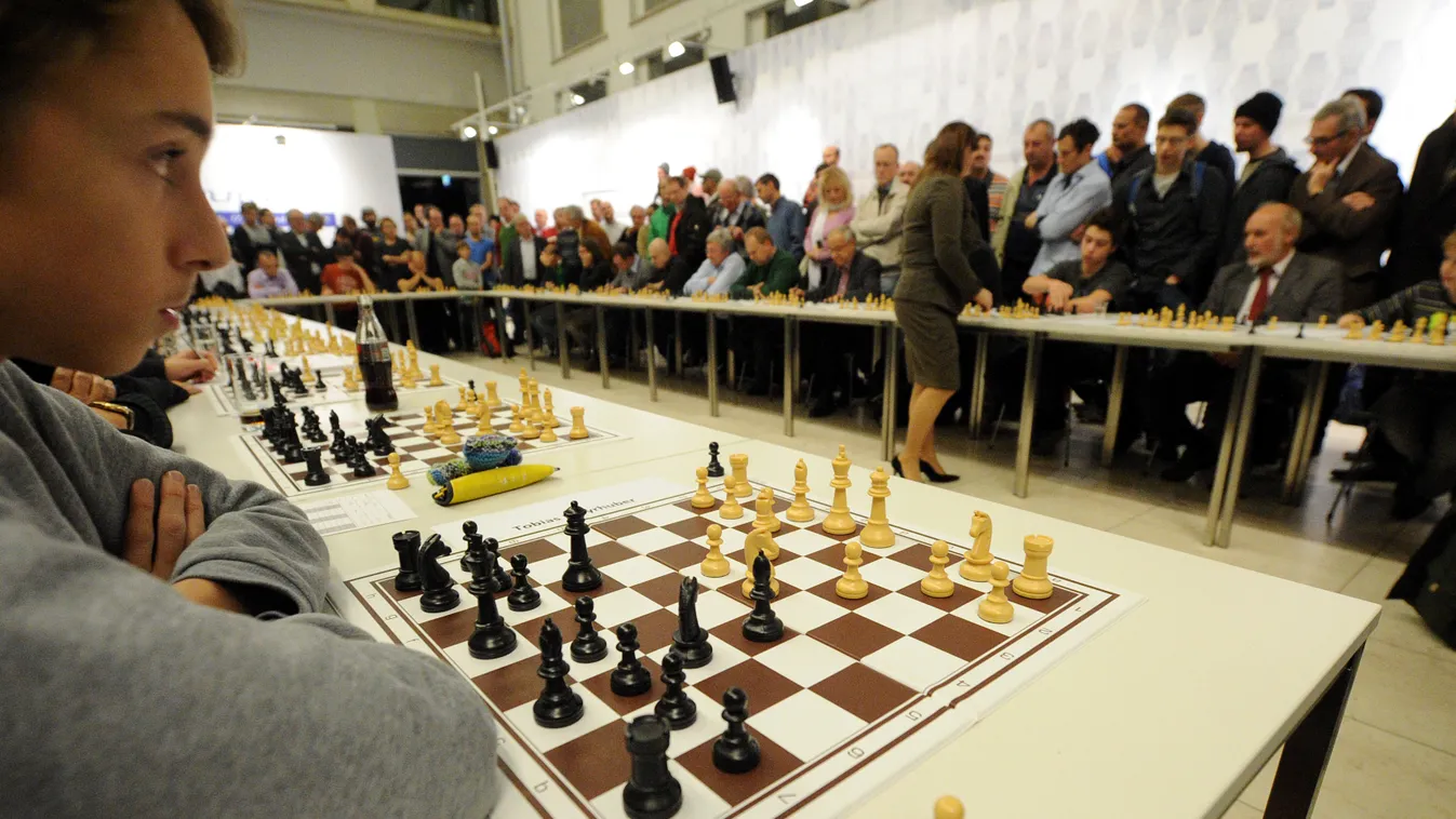 Judit Polgar plays simultaneous chess with 25 opponents in Vienna Judit Polgar CHESS PLAYER simultaneous chess Vienna Austria 