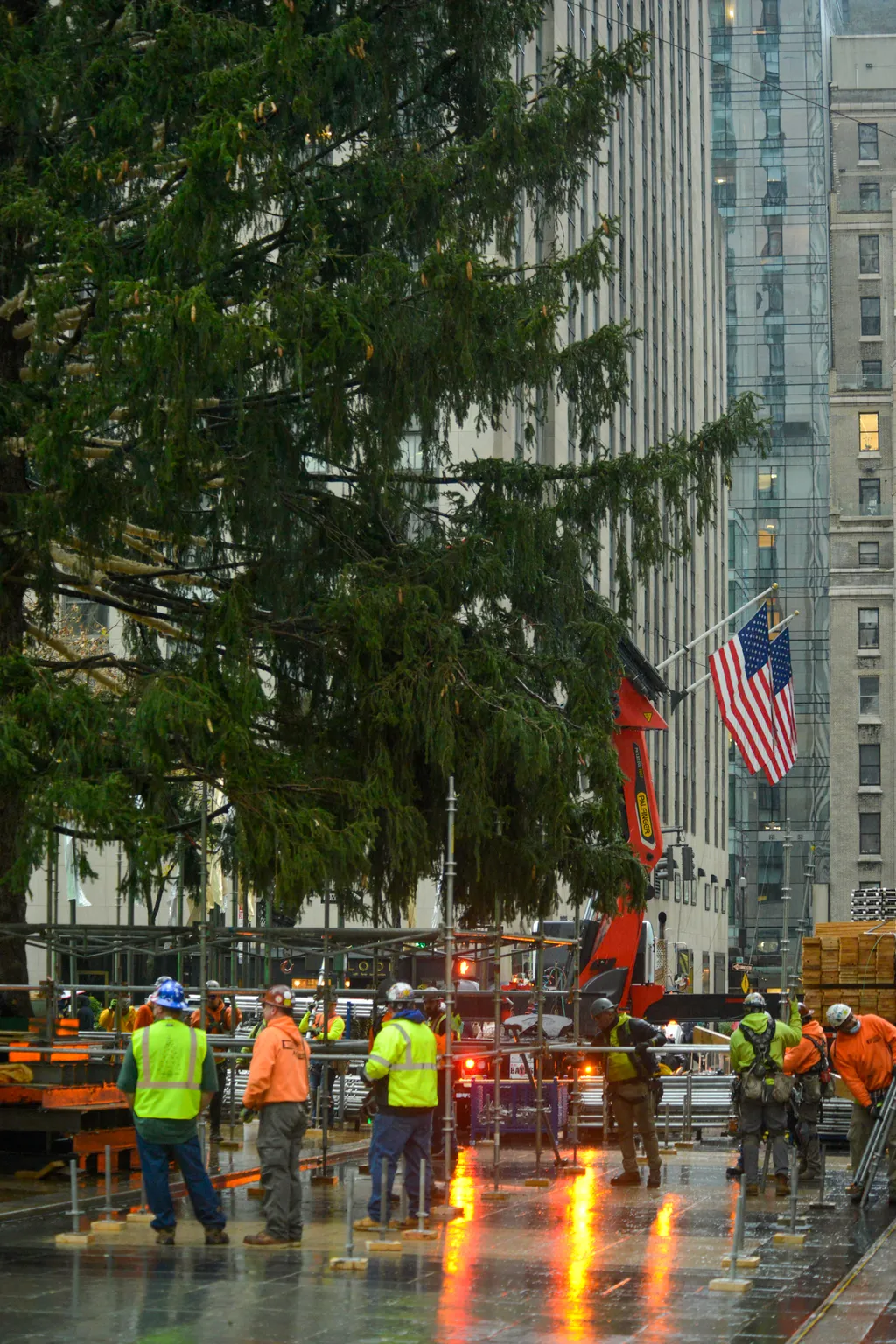 79-foot Christmas Tree Arrives In New York City's Rockefeller Center NurPhoto General news November 13 2021 13th November 2021 Rockefeller Plaza Trees Vertical, Karácsonyfa 