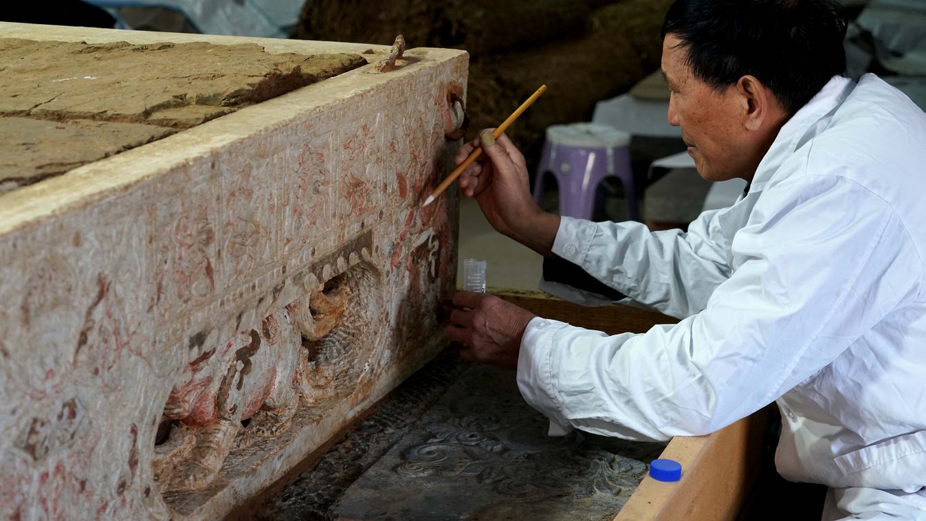 fehér márvány ágy CHINA-HENAN-ANYANG-ANCIENT TOMB-DISCOVERY (CN) cn jt 