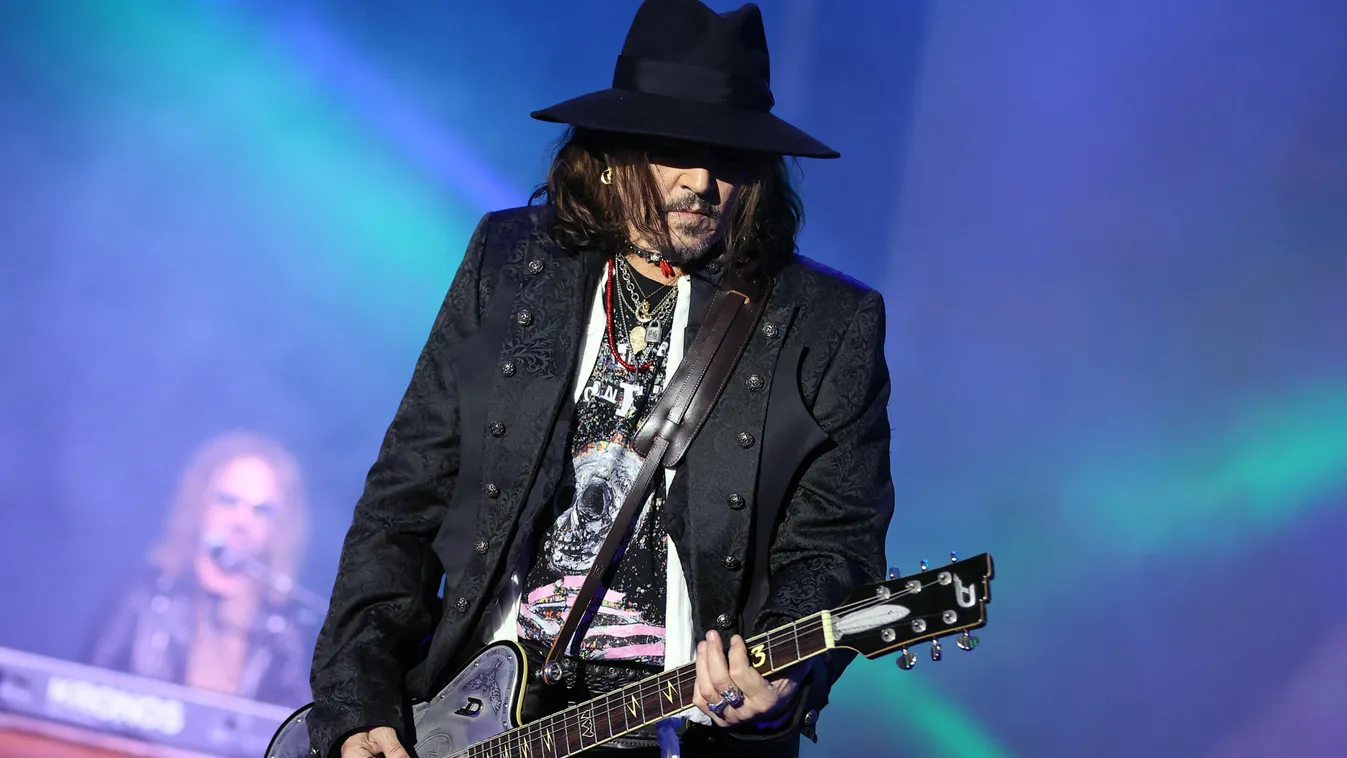 Hollywood Vampires group performs in Istanbul 2023,Alice Cooper,American actor Johnny Depp,Concert,Hollywood V Horizontal 