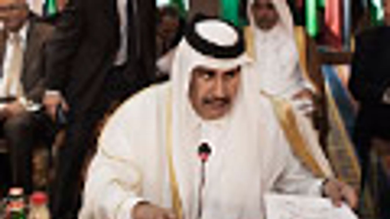 Sheikh Hamad bin Jassem al-Thani, az Arab liga elnöke egy külügyminiszteri ülésen vesz részt Kairóban 2012.02.12-én