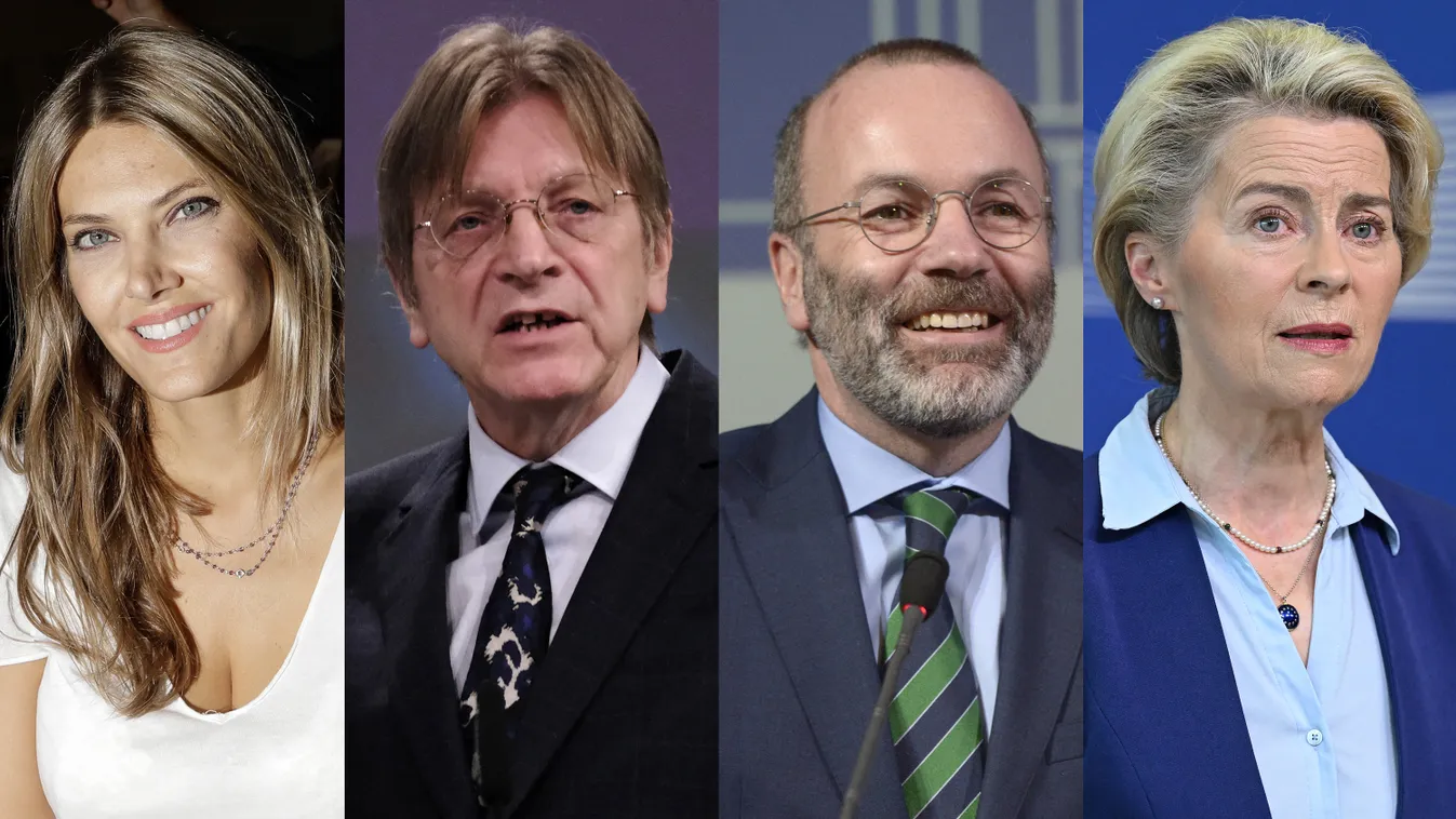 Eva Kaili, Guy Verhofstadt, Manfred Weber, Ursula von der Leyen, montázs 