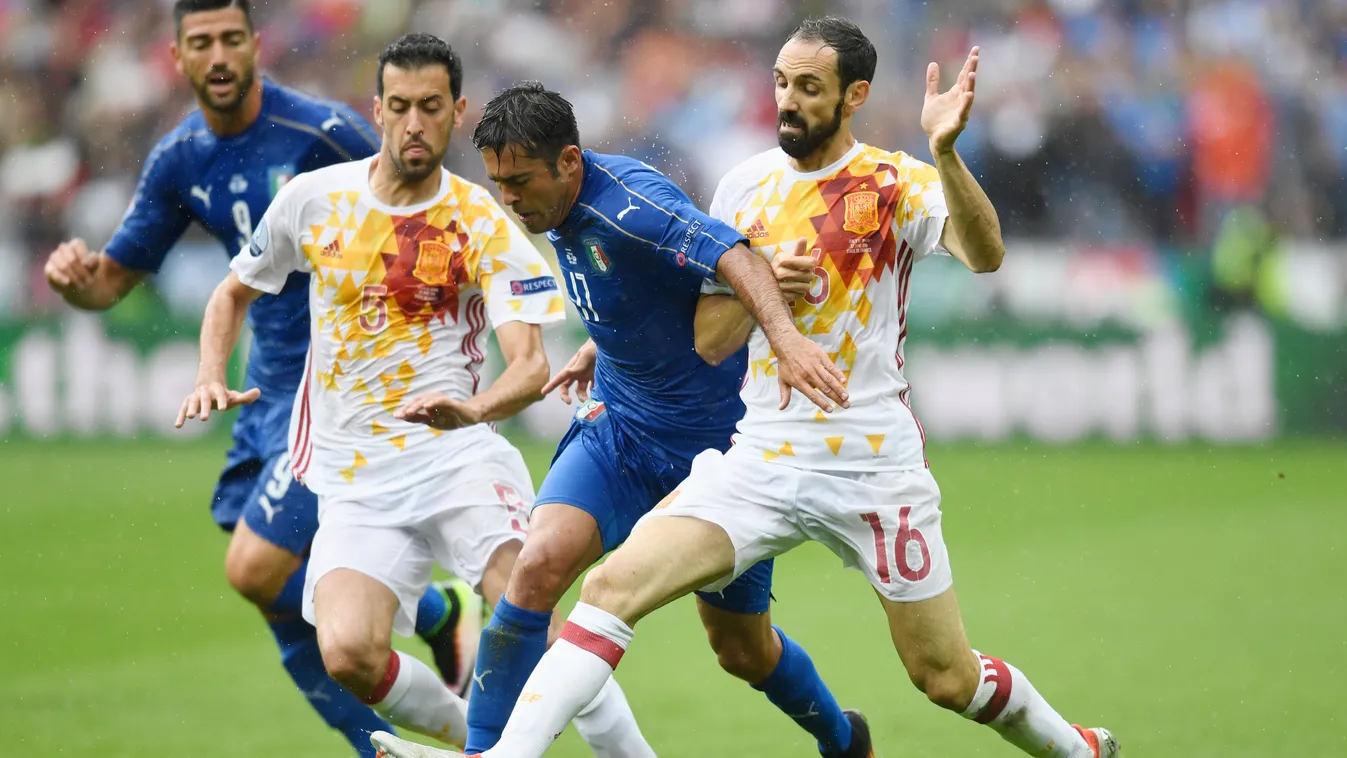 Olaszország – Spanyolország,  UEFA Euro 2016, labdarúgás, Európa-bajnokság, foci,  Italy v Spain - Round of 16: UEFA Euro 2016 European Championship round of sixteen during the UEFA EURO 2016 round of 16 match between Italy and S 