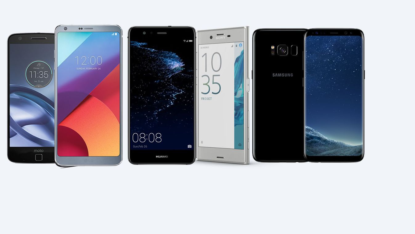 samsung, galaxy s8, LG G6, Xperia XZ, Huawei P10, Moto Z 