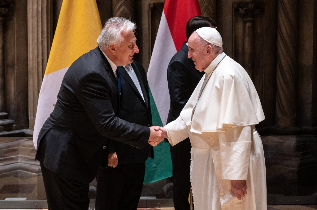 Orbán Viktor találkozója Ferenc pápával, Szépművészeti Múzeum, 52. Nemzetközi Eucharisztikus Kongresszus, Budapest, 2021.09.12. 
