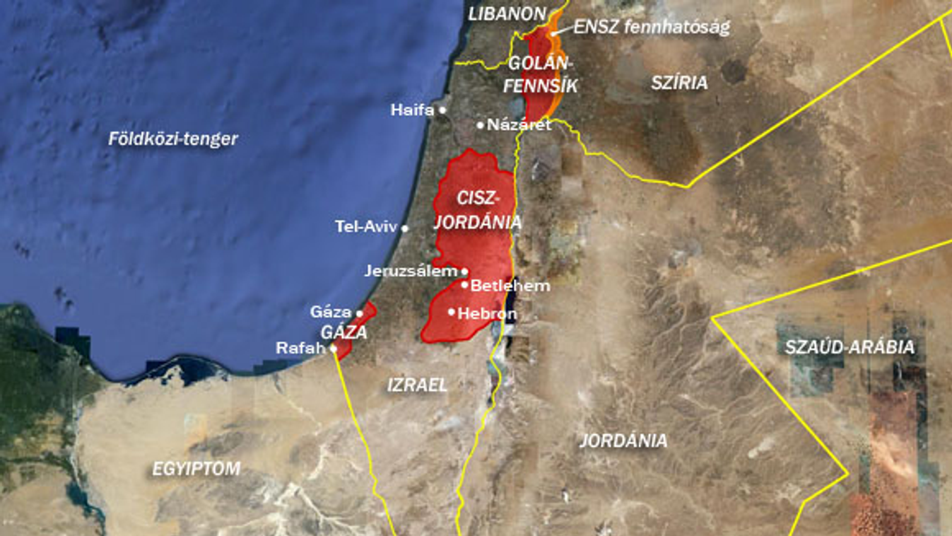 Izrael Ciszjordánia Golán-fennsík Gázai övezet Jeruzsálem Hebron Haifa Názáret Tel-Aviv Rafah Betlehem 