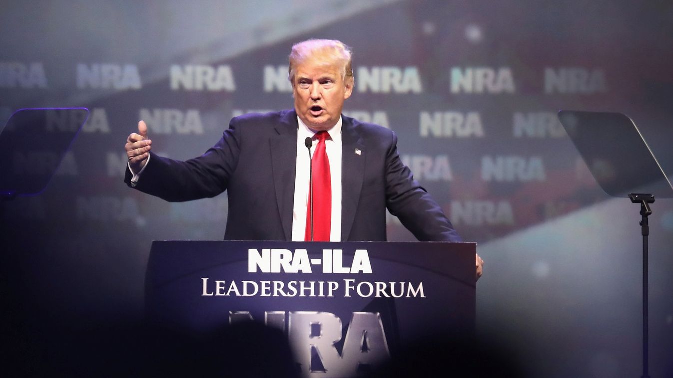 GettyImageRank2 PRESIDENT POLITICS SOCIAL ISSUES LOUISVILLE, KY - MAY 20: Republican presidential candidate Donald Trump speaks at the National Rifle Association's NRA-ILA Leadership Forum during the NRA Convention at the Kentucky Exposition Center on May
