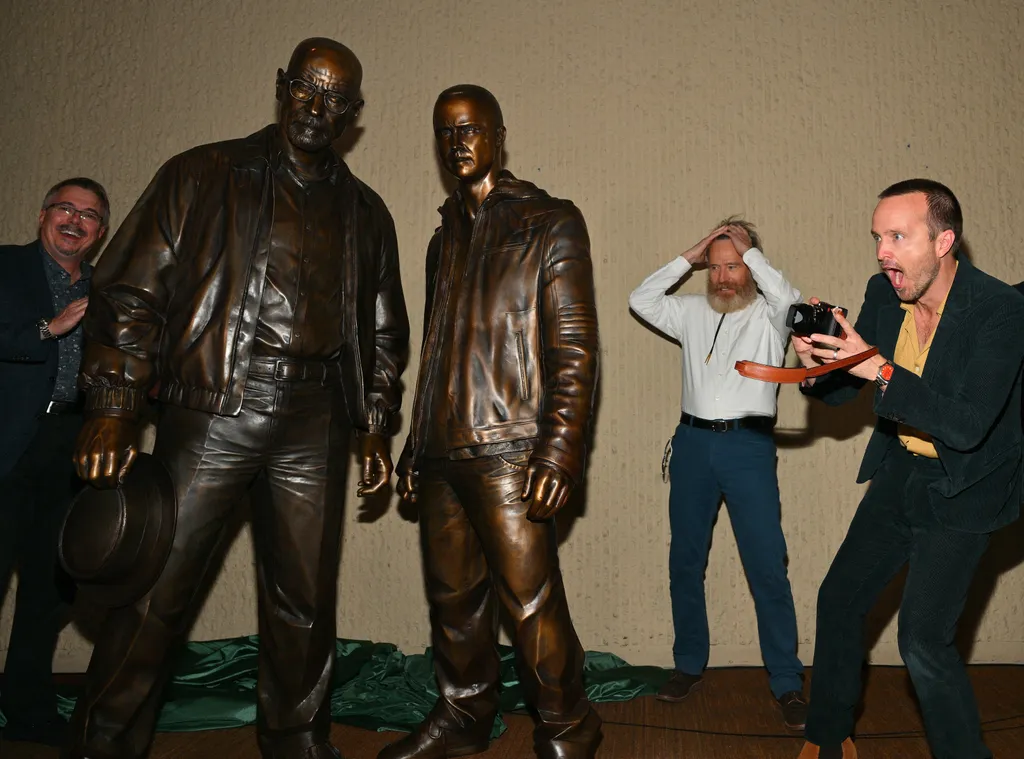 Sony Pictures Television Hosts "Breaking Bad" Statues Unveiling Featuring Bryan Cranston And Aaron Paul GettyImageRank3 Color Image arts culture and entertainment celebrities Horizontal 