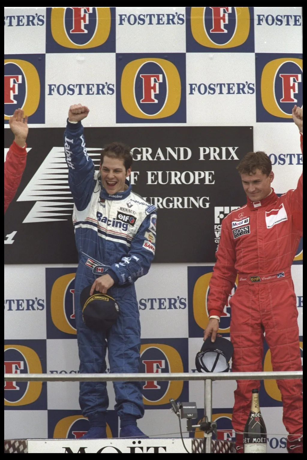 Forma-1, Jacques Villeneuve, Williams, Michael Schumacher, Ferrari, Európa Nagydíj 1996, dobogó 