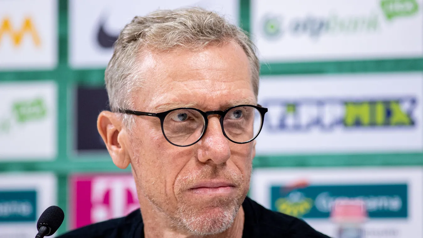 Sigér Dávid, Peter Stöger, sajtótájékoztató, FTC, Ferencváros, labdarúgás, BL, Bajnokok Ligája selejtező 